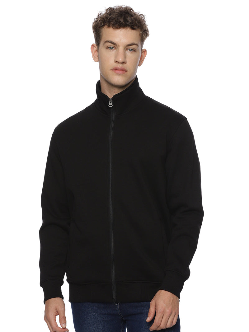 Monte Carlo Men's Black Fleece Jacket | Full Zip High Neck Winter Jacket
