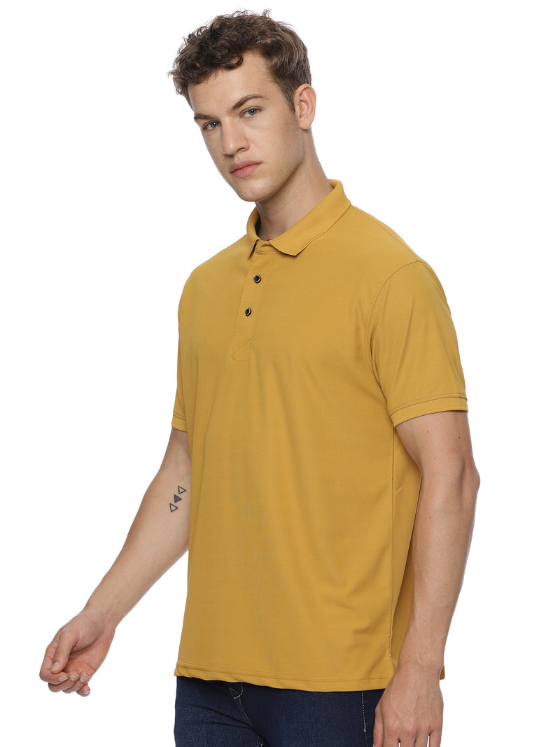 Monte Carlo Men's Mustard Yellow Dry Fit Polo T-Shirt | Premium Half Sleeve Performance Polo