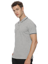 Monte Carlo Men's Light Grey Melange Tipping Polo T-Shirt | Premium Half Sleeve Cotton Polo with Contrast Collar