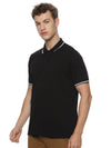 Monte Carlo Men's Black Tipping Polo T-Shirt | Premium Half Sleeve Cotton Polo with Contrast Collar