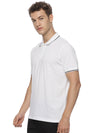 Monte Carlo Men's White Tipping Polo T-Shirt | Premium Half Sleeve Cotton Polo with Contrast Collar