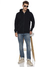 Monte Carlo Navy Blue Terry Hoodie for Men | Full Zip Hooded Sweatshirt | Regular Fit