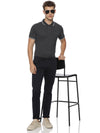 Monte Carlo Men's Charcoal Melange Tipping Polo T-Shirt | Premium Half Sleeve Cotton Polo with Contrast Collar