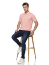 Monte Carlo MC Jaggard Peach Pink Polo T-Shirt for Men | Cotton Regular Fit Polo