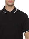 Monte Carlo Men's Black Tipping Polo T-Shirt | Premium Half Sleeve Cotton Polo with Contrast Collar