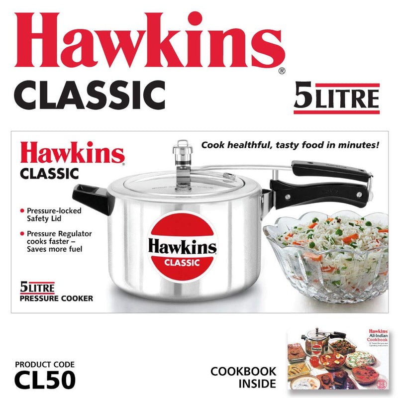 Hawkins 5 Litre Classic Pressure Cooker – Durable Aluminium Cookware | Premium Corporate Kitchen Gift