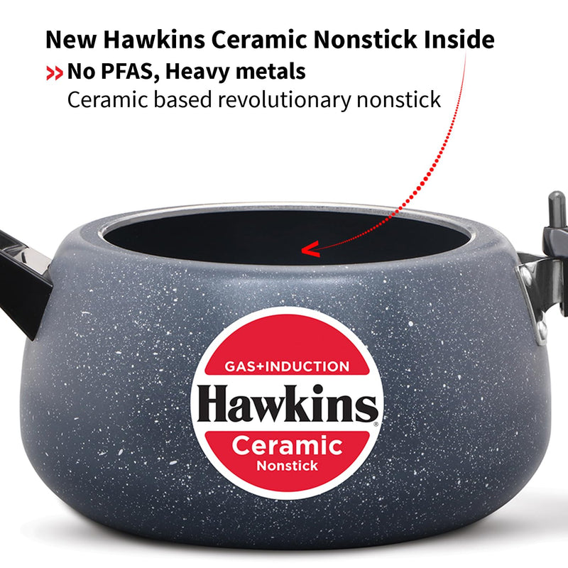 Hawkins 5 Litre Ceramic Nonstick Pressure Cooker – Healthy & Premium Cookware | Corporate Kitchen Gift