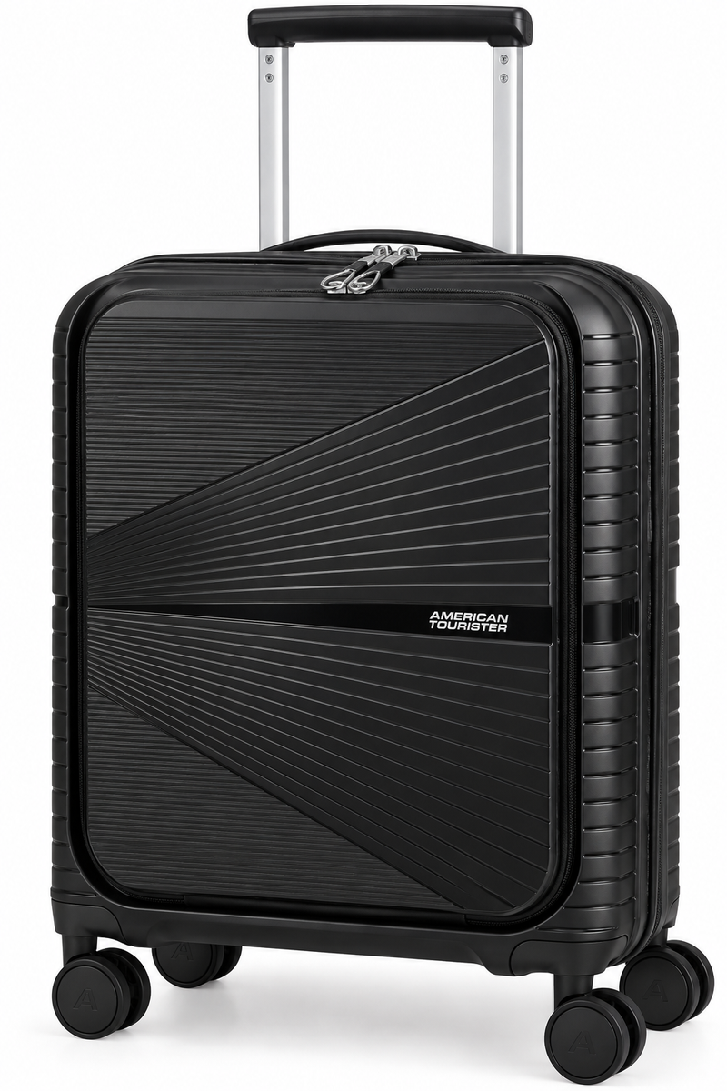 American Tourister Airconic Cabin Rolling Tote 55cm – Black Polypropylene Hard Shell Luggage, 4 Wheels