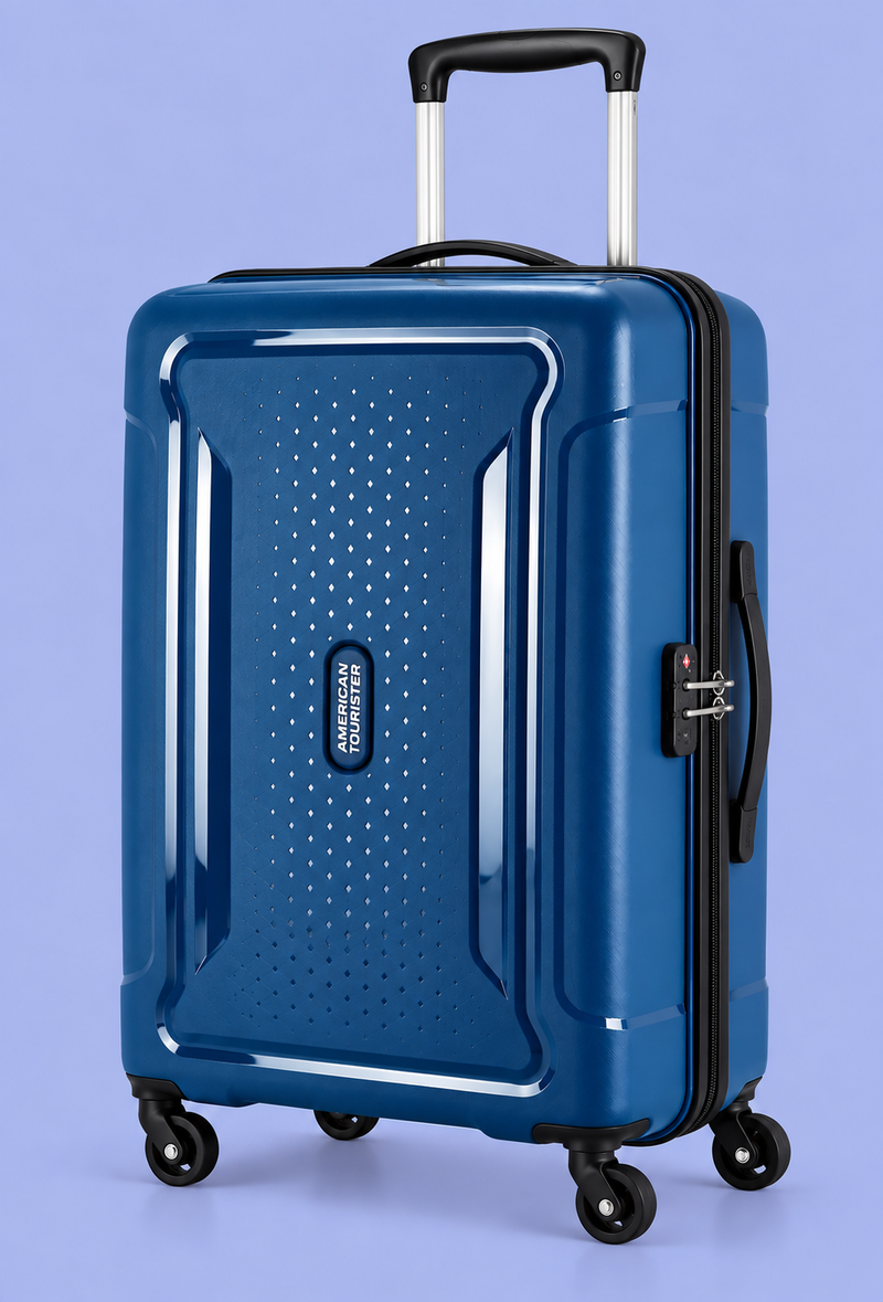American Tourister Sculptor 55cm Cabin Trolley Bag – Blue Polypropylene Hard Shell Luggage, 4 Wheels