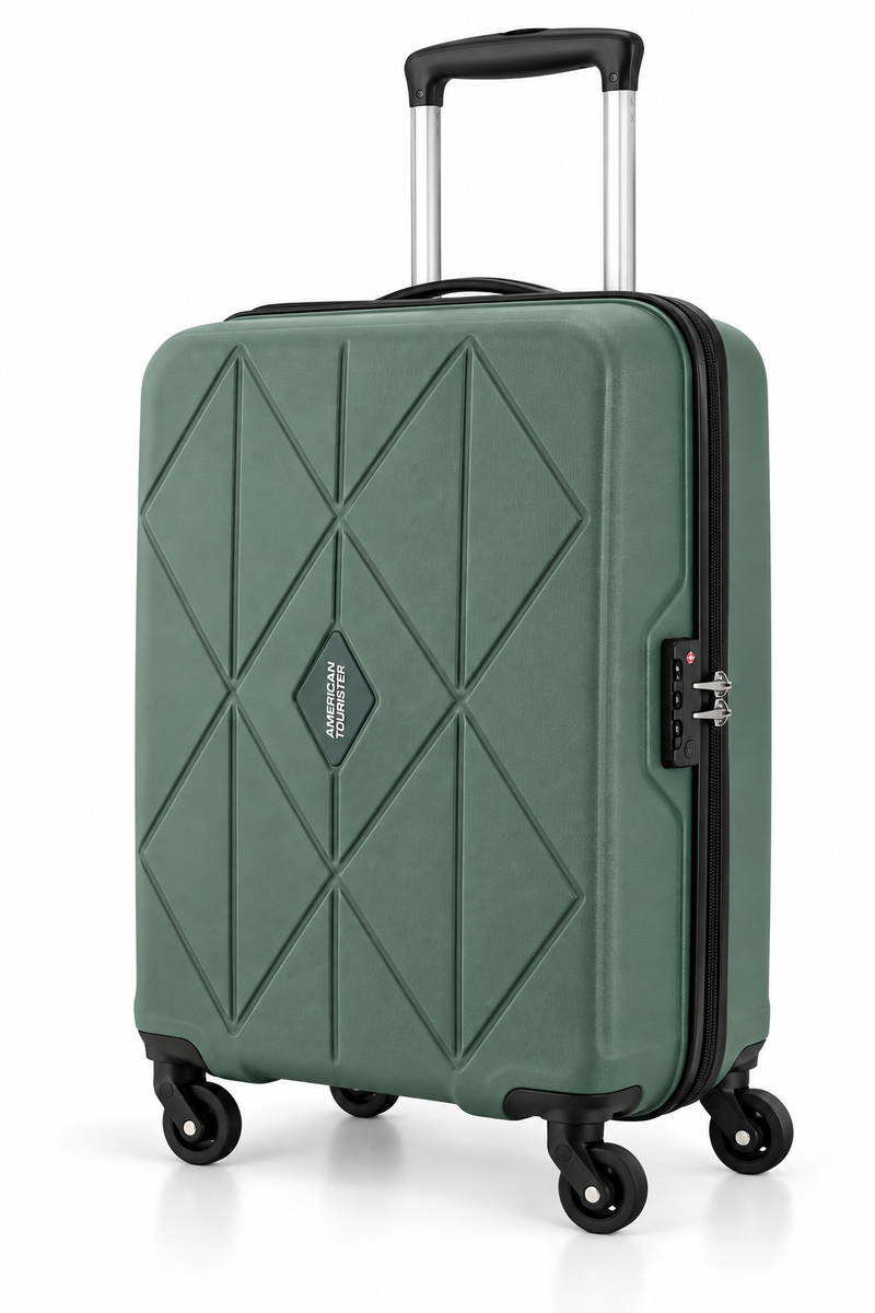 American Tourister Selle 55cm Cabin Trolley Bag – Green Polypropylene Hard Shell Luggage, 4 Wheels