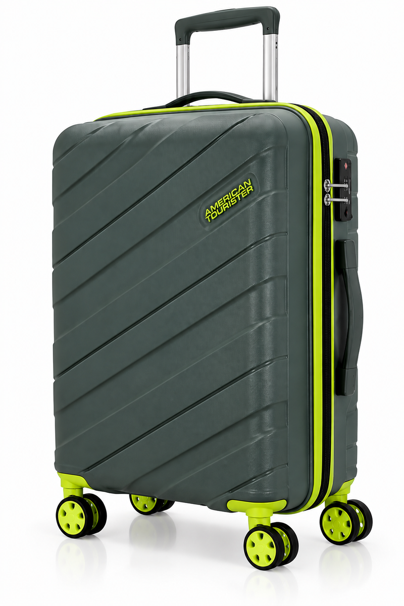 American Tourister Tuscon Pop 67cm Medium Trolley Bag – Black/Grey & Lime Green Polypropylene Hard Shell