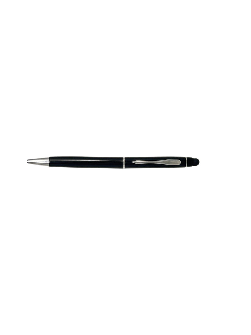 Black & Steel Stylus Ballpoint Pen with Rubber Tip