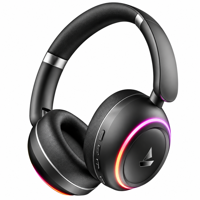 boAt Rockerz 480 Black Sabre Wireless Bluetooth Over-Ear Headphones with 60 Hours Playback, RGB Lighting, BEAST Mode, ENx Technology and Dual Pairing