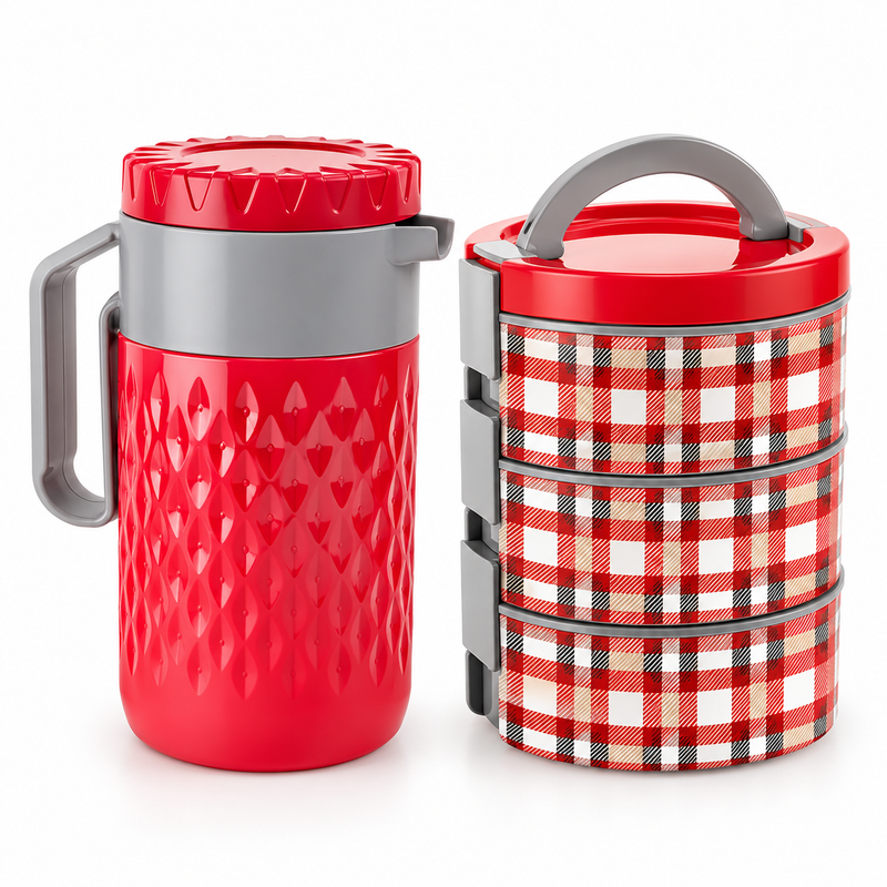 Cello Finesta 3 Meal Gift Set – My Decker 3 Lunch Box & Puro Tuf Jug 1000 | Premium Corporate Gift Set