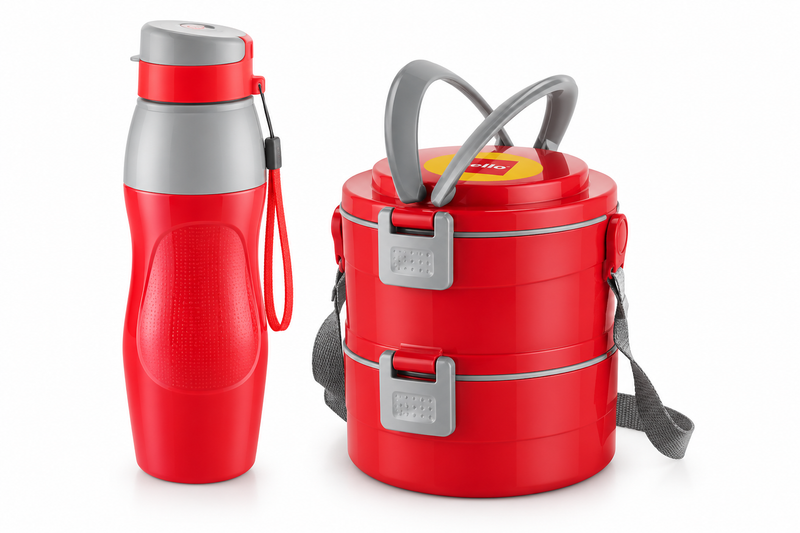 Cello Tiffany Meal Gift Set – Merit XL 2 Lunch Box & Puro Sports 600 Water Bottle | Premium Corporate Gift Set