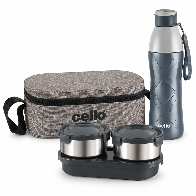Cello Zion Meal Gift Set – Bite Buddy Lunch Box & Puro Cool X 600 Water Bottle | Corporate Gift Set