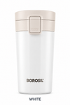 Borosil Coffeemate 300 ML Vacuum Insulated Stainless Steel Travel Mug – Black, White & Mocha