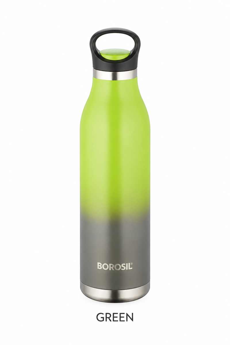 Borosil Colourcrush 700 ML Vacuum Insulated Stainless Steel Water Bottle – Green, Blue, Violet & Red