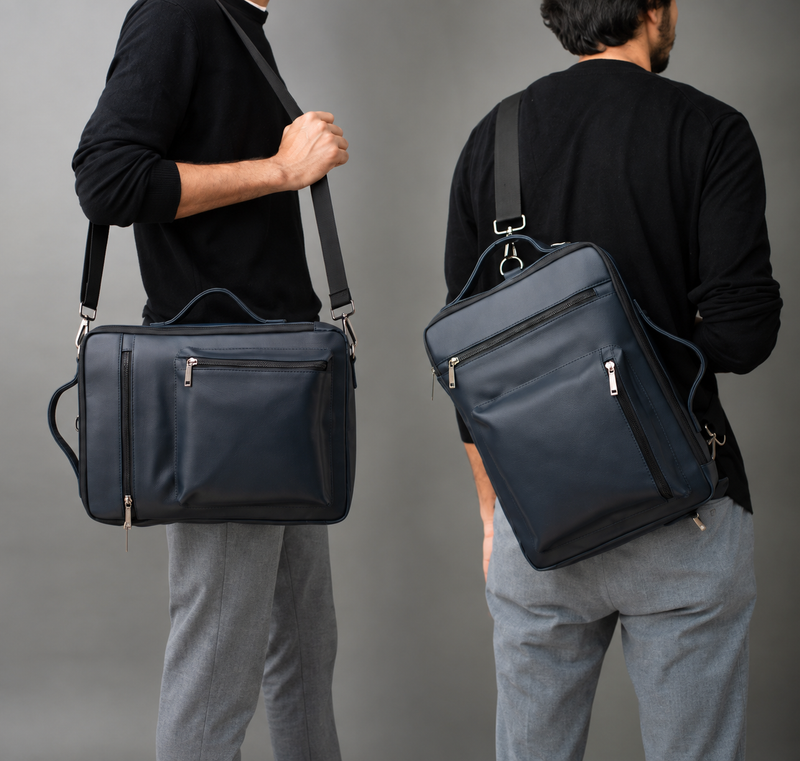 HAWK NAVY Laptop Messenger Bag – 14 Inch Premium Faux Leather Laptop Bag with Adjustable Shoulder Strap & Multiple Zipper Pockets
