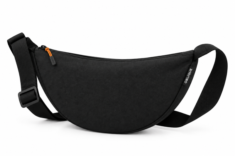 OBLIQUE KRESCENT Minimalist Sling Bag | Water Resistant Crossbody Waist Bag