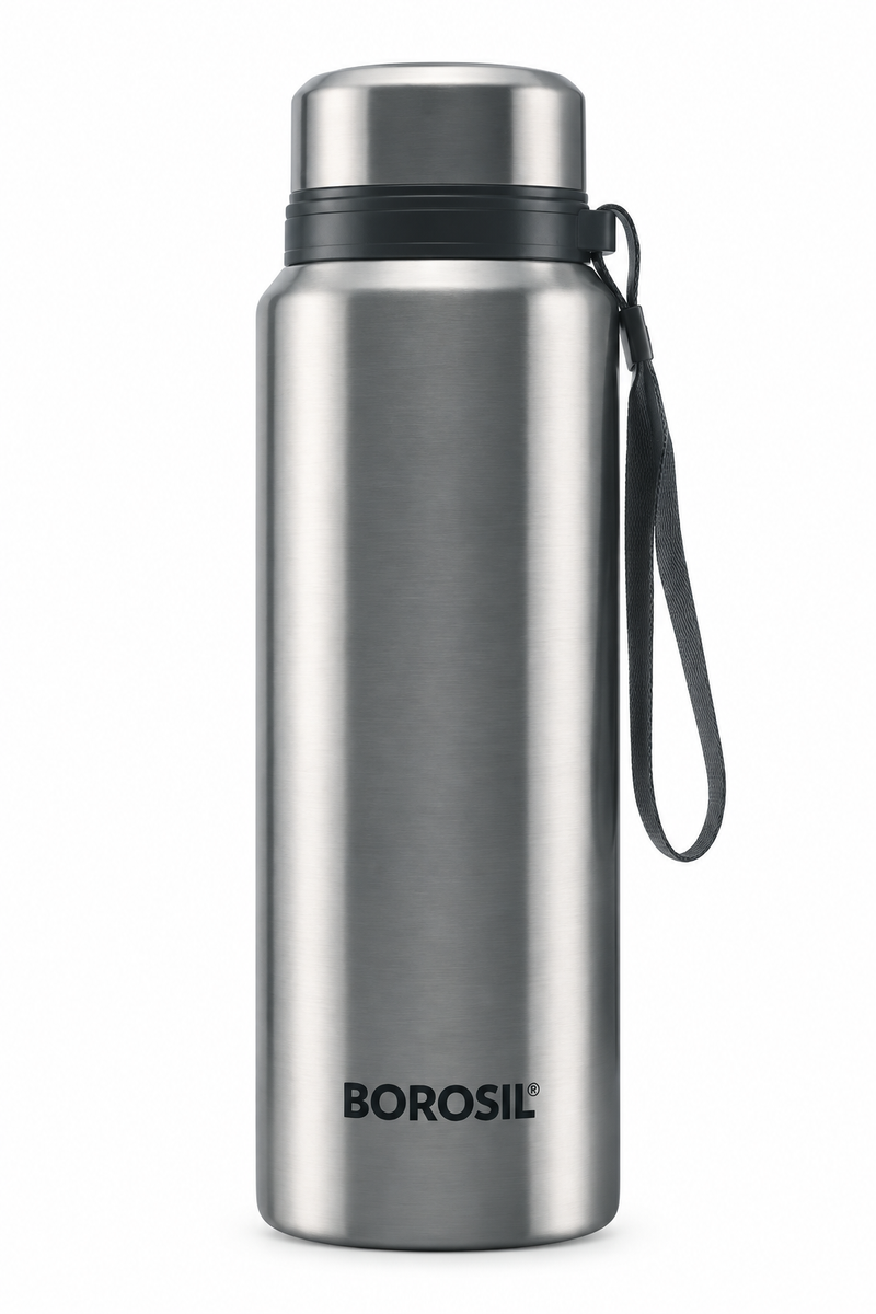 Borosil Natural 750 ML Vacuum Insulated Stainless Steel Bottle – Silver