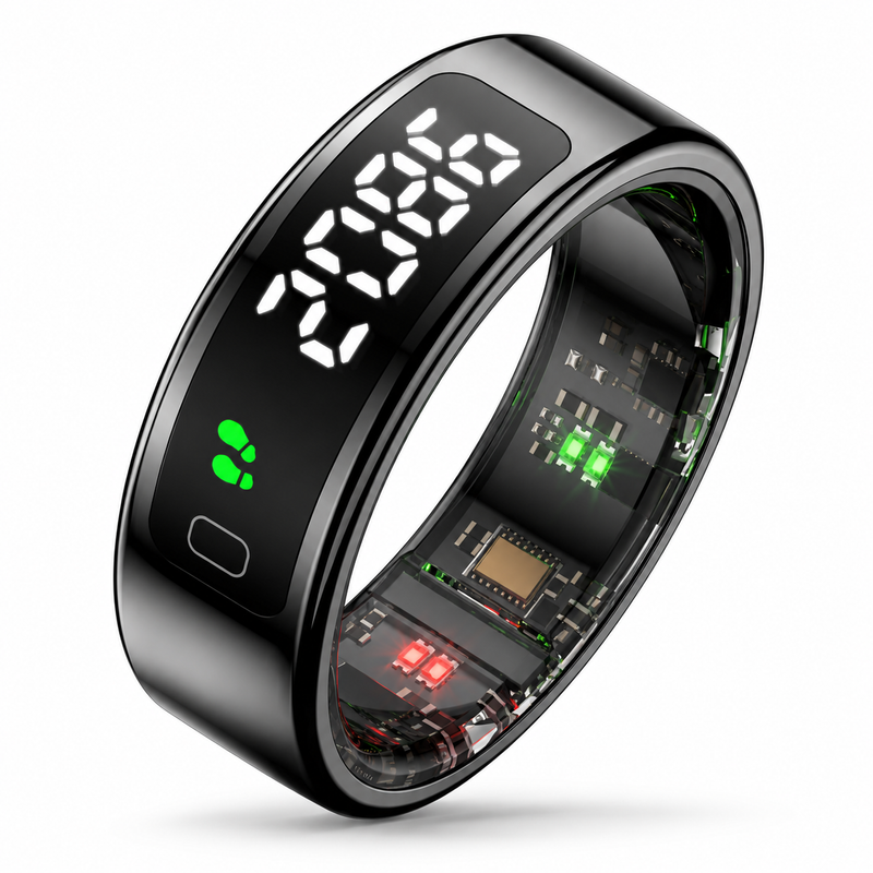 Pebble Halo Smart Ring PFB02 | Digital Display with Gesture Controls, Heart Rate, SpO2 & Fitness Tracking