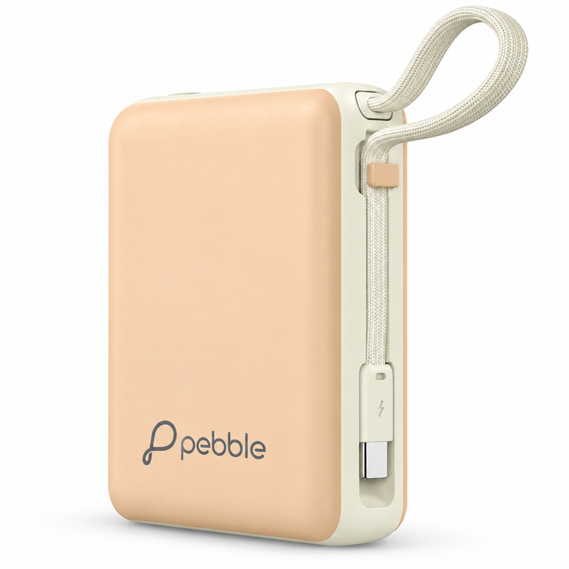 Pebble Rapid Boost 65 Power Bank 20000mAh | 65W Turbo Fast Charging with Built-In Type-C Cable