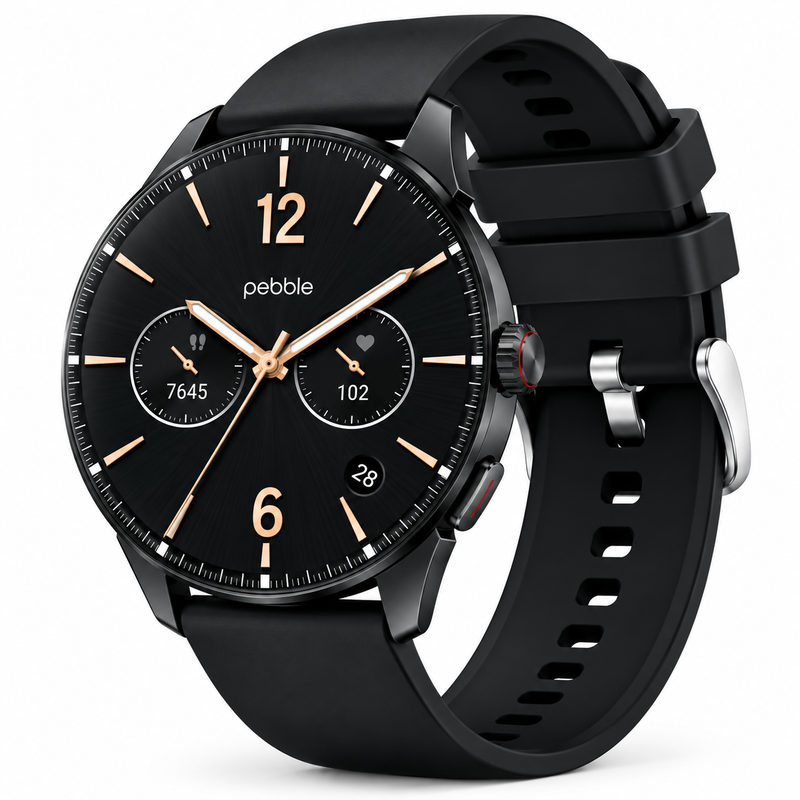 Pebble Spectra Go Smartwatch 1.43" AMOLED Display | Bluetooth Calling, Always-On Display, Heart Rate & SpO2 Monitoring