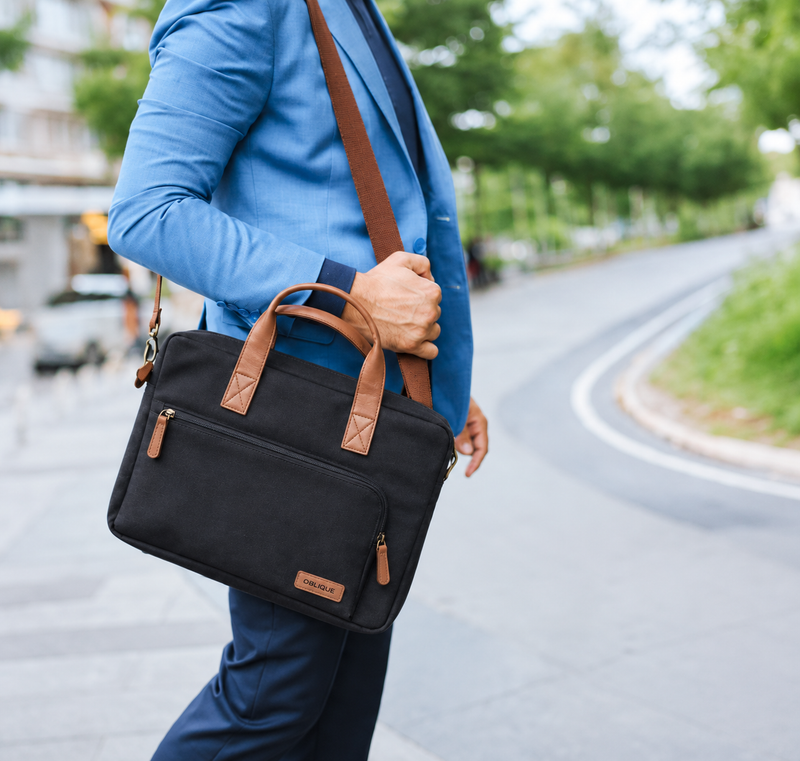 RUSH 15 Inch Laptop Messenger Bag – Canvas Laptop Bag with Adjustable Shoulder Strap, Handles & Multiple Pockets