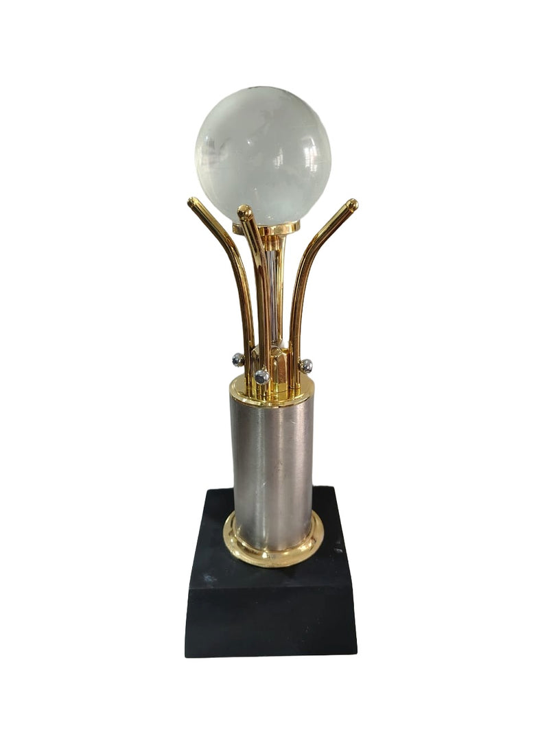 Premium Globe Crystal Trophy with Gold Finish | Corporate Award, Employee Recognition & Achievement Trophy