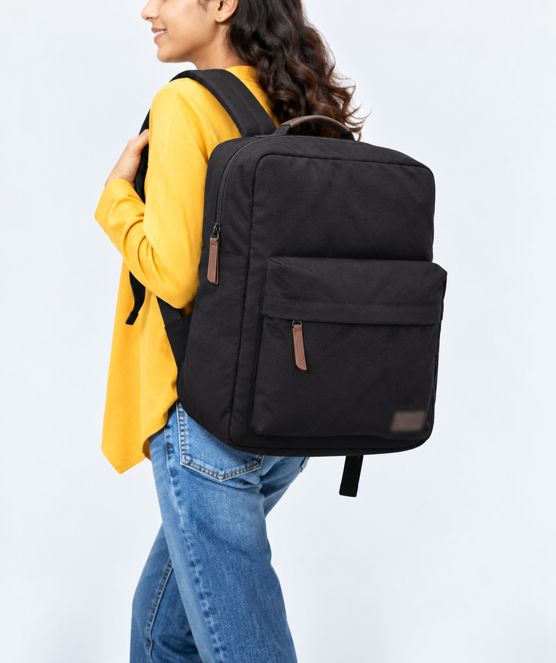 TEXAS 15.6 Inch Laptop Backpack – Rectangular Canvas Backpack with Laptop Sleeve, Front Zipper Pocket & Water Bottle Holder