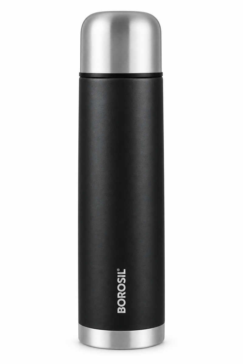 Borosil Thermo Black Matte Vacuum Insulated Stainless Steel Flask – 500 ML & 1 L