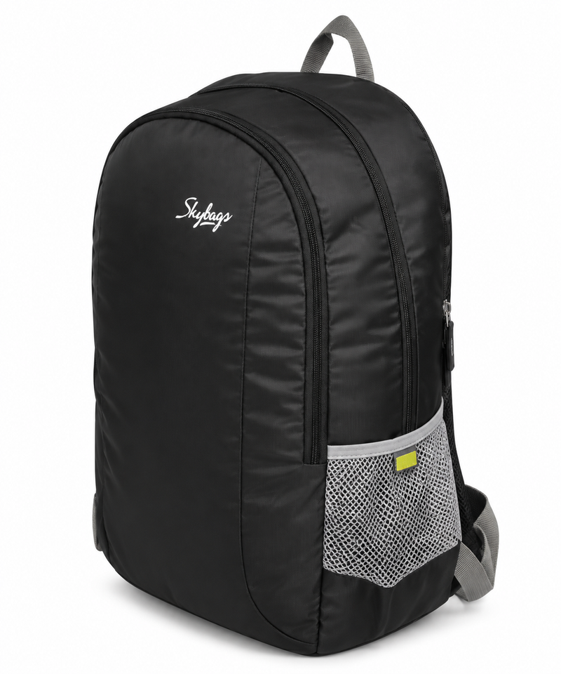 Skybags Jeet Backpack – Black Casual Daypack with Bottle Pocket