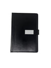 Premium Black Leatherette Executive Diary Organizer with Magnetic Closure & Metal Plate