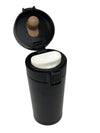 Black Flip-Top Travel Tumbler | Double Wall Insulated Stainless Steel Coffee Cup with Leak-Proof Lid