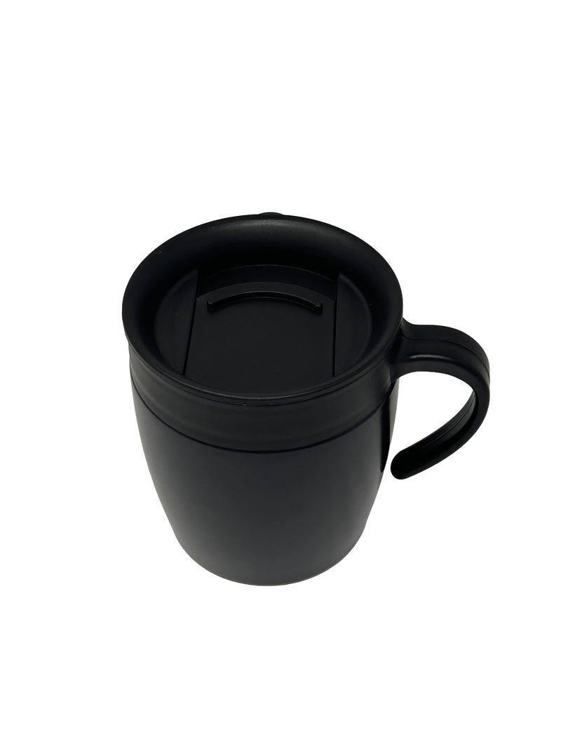 Black Insulated Travel Mug with Handle | Stainless Steel Commuter Coffee Mug with Sliding Lid
