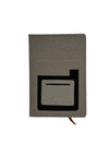 Modern Grey Linen-Textured Portfolio Notebook with Geometric Pocket