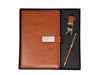 Tan Brown Leather Diary Gift Set with Pen & Keychain | Corporate Gift Box