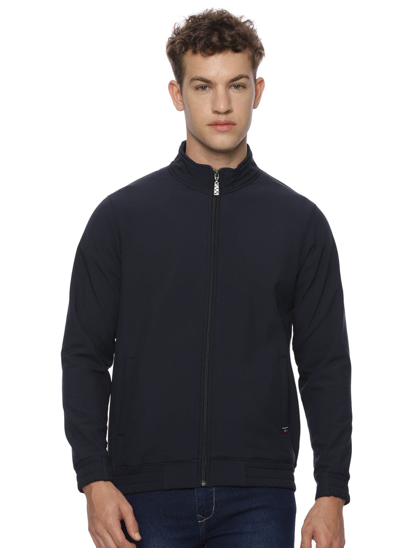 Monte Carlo Men's Bonded Navy Blue Fleece Jacket | Full Zip High Neck Winter Jacket
