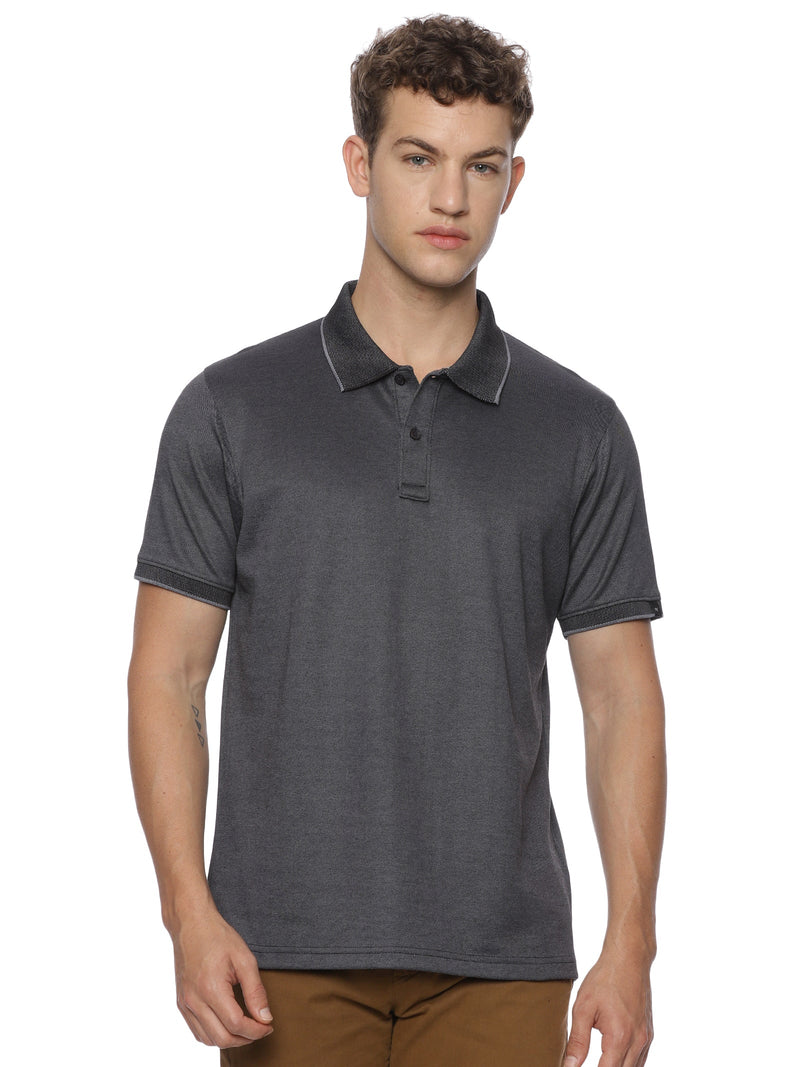 Monte Carlo MC Jaggard Charcoal Grey Polo T-Shirt for Men | Cotton Regular Fit Polo