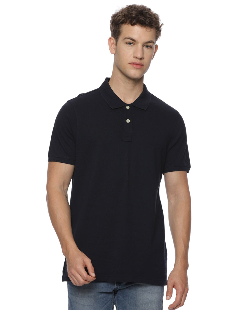 Monte Carlo Men's Navy Blue Plain Polo T-Shirt | Premium Half Sleeve Cotton Polo