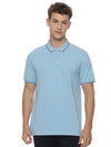 Monte Carlo Men's Sky Blue Tipping Polo T-Shirt | Premium Half Sleeve Cotton Polo with Contrast Collar