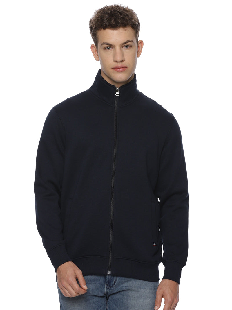 Monte Carlo Men's Navy Blue Fleece Jacket | Full Zip High Neck Winter Jacket