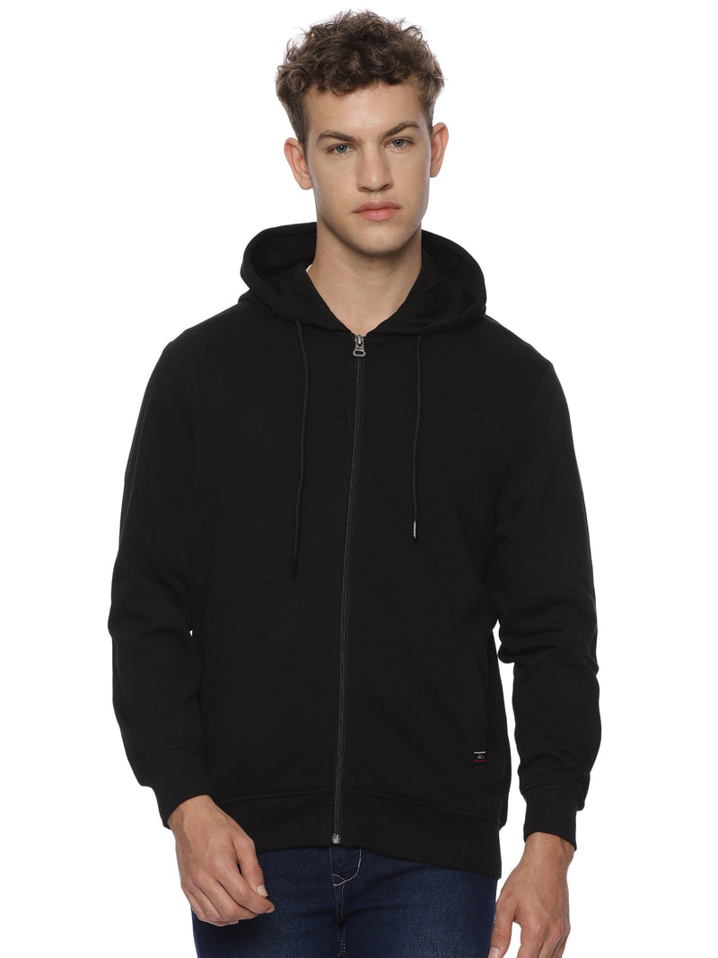 Monte Carlo Black Terry Hoodie for Men | Full Zip Hooded Sweatshirt | Regular Fit