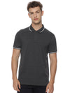 Monte Carlo Men's Charcoal Melange Tipping Polo T-Shirt | Premium Half Sleeve Cotton Polo with Contrast Collar