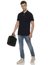 Monte Carlo Men's Navy Blue Plain Polo T-Shirt | Premium Half Sleeve Cotton Polo