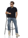 Monte Carlo Men's Navy Blue Tipping Polo T-Shirt | Premium Half Sleeve Cotton Polo with Contrast Collar