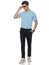 Monte Carlo Men's Sky Blue Tipping Polo T-Shirt | Premium Half Sleeve Cotton Polo with Contrast Collar