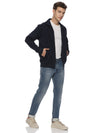 Monte Carlo Men's Navy Blue Fleece Jacket | Full Zip High Neck Winter Jacket