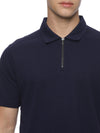 Monte Carlo Men's Navy Blue Zipper Polo T-Shirt | Premium Half Sleeve Zip Neck Polo